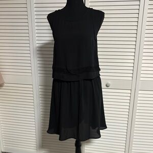 Decree Black Sleeveless Mini Sheath Dress with Mock Neck for Night Out